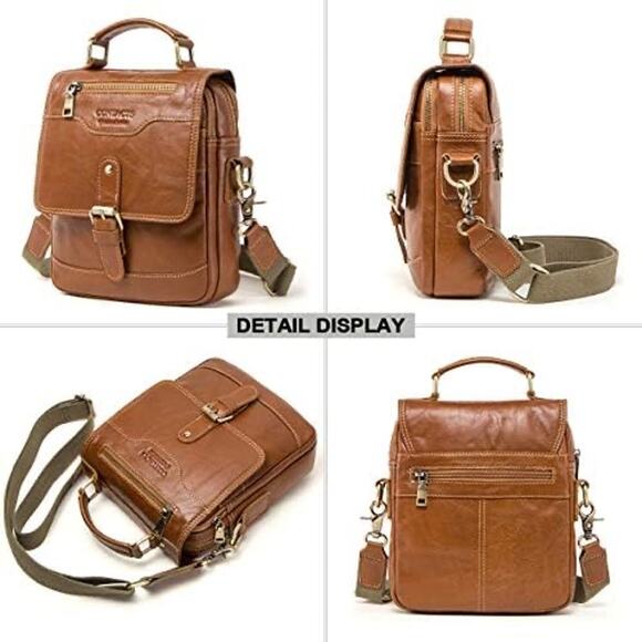 Stylish Contacts Genuine Leather Messenger Bag Perfect for Everyday Adventures! - Picture 4 of 11